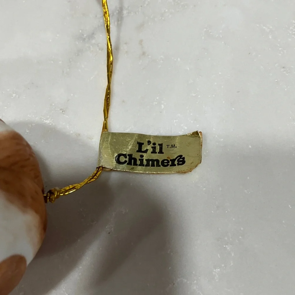 Vintage Lil Chimers Hand Painted Porcelain Bisque Bell Christmas Ornaments